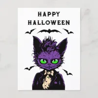 Purple Halloween Cat Postcard