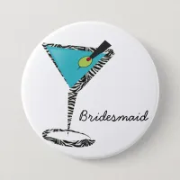 chic aqua martini pinback button