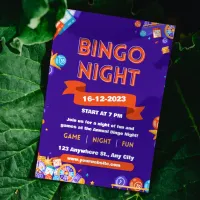 Purple & Orange Bingo Fun Night Invite Fundraiser