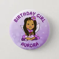 Personalized Pretty Fairy Birthday Girl Button