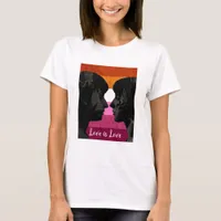 Lesbian Flag with Two Woman Silhouettes  T-Shirt