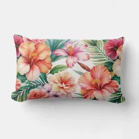 Tropical Flower Bliss Red Pink Orange Throw Pillow