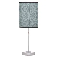 Elegant Teal Marquetry Modern Table Lamp