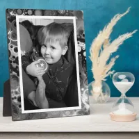 Black and White Faux Marble Photo  Plaque