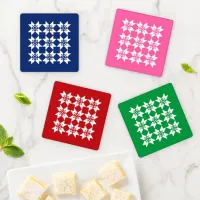Christmas Nordic Knit Pattern White Snowflake Coaster Set