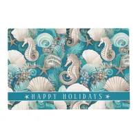 Coastal Christmas Bold Seahorse Pattern#4 ID1009 Placemat