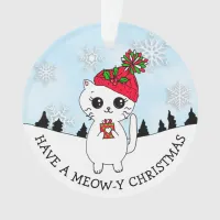 Have a Meow-y Christmas Kitty Cat Cartoon Ornament