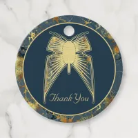 Art Deco Butterfly "Thank You" Blue Gold Marble Favor Tags