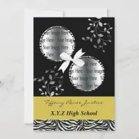 chic yellow double photo Graduation Invitation