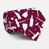 Burgundy Wine Lover Patterned Neck Tie