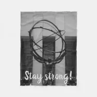 Stay Strong NYC Atlas in Rockefeller Center Statue Fleece Blanket