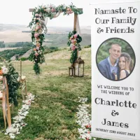 Wedding Welcome Couple Round Photo And Name White Retractable Banner