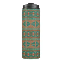 Southwest Teal Copper Colors Geometric Pattern Thermal Tumbler