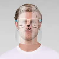 Cat Face Black Line Art in Black Face Shield