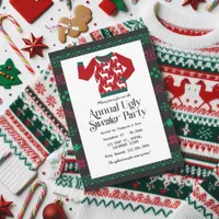 Festive Corporate Ugly Sweater Christmas Bash Invitation