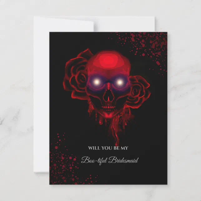 Creepy Skull Halloween Bridesmaid Proposal Card