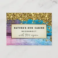 *~*   Glitter AP49  Rustic QR Weathered Wood Business Card