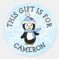 This Gift is For Name Tag Cute Penguin Christmas