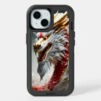 Fire breathing dragon red white and gold scales iPhone 15 case