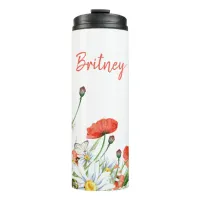 Poppies, Wildflowers, and Butterflies Floral Thermal Tumbler