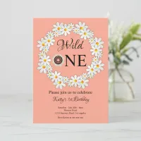 Elegant Daisy Birthday Party Wild One 1st Birthday Invitation