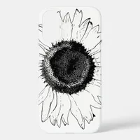 Black and White Sunflower iPhone 16 Case