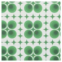 Vintage 1970s Green White Abstract Pattern Fabric