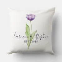 Minimalist Deep Purple Single Tulip Wedding Throw Pillow