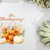 Fall Flowers White Pumpkin Thankgiving Gift T-Shirt