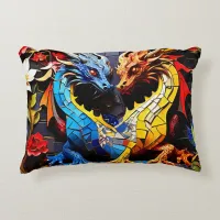 Cute Colorful Dragon Mosaics  Accent Pillow