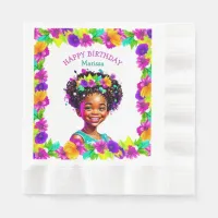 Birthday Party African-American Girl Personalized Napkins