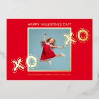 XOXO Modern Bold Photo Foil Red Anniversary Card