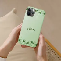 Green butterfly on light green  - romantic      iPhone 11 pro case