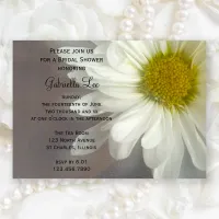 Soft White Daisy on Gray Bridal Shower Invitation