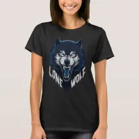 Lone Wolf Wild Wolf Head Blue T-Shirt