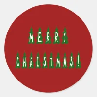 Merry Christmas Tree Font Classic Round Sticker