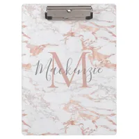 Modern Chic Marble Rose Gold Foil Monogram Clipboard