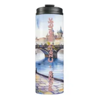 Prague - Czech Republic Watercolor Sketch | Thermal Tumbler