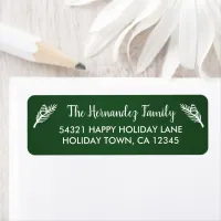 Rustic Green Winter Holiday Pine Branches Address Label