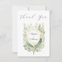 Rustic Watercolor Greenery Wedding Thank You Card