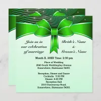 Festive Green Ribbon Wedding 5.25" x 5.25" Invite