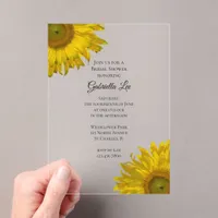 Yellow Sunflowers Bridal Shower Acrylic Invitations