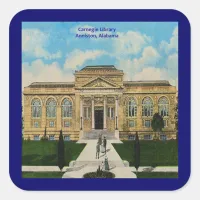 Vintage Carnegie Library Anniston Alabama  Square Sticker