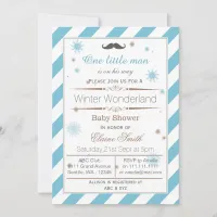 Snowflakes winter Moustache baby shower invitation