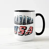 Alabama Picture and USA Flag Font Mug
