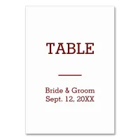 Personalized Bride & Groom Wedding Table Card