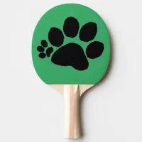 Pingpong Paddle - Polydactyl Pawprint on Green