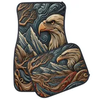 Eagle in Wild Leather-looking Art Car Floor Mat