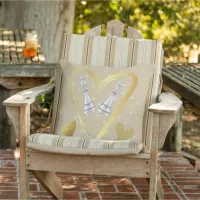 Gold Hearts King and Queen Chess Pieces on Brown | Outdoor Pillow