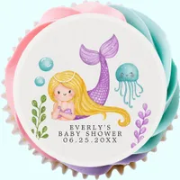 Mermaid Ocean Baby Shower  Edible Frosting Rounds